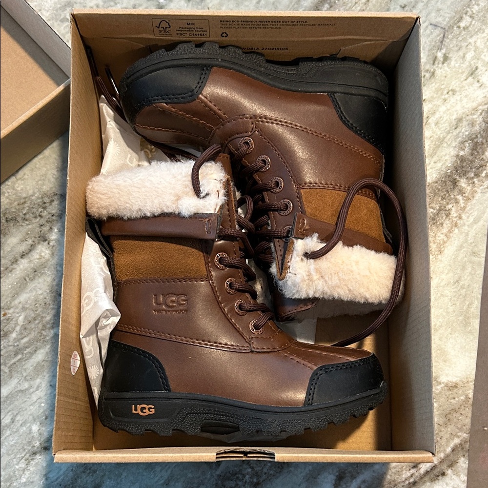 UGG Chestnut and Black Kids' Boots - K Butte II CWR